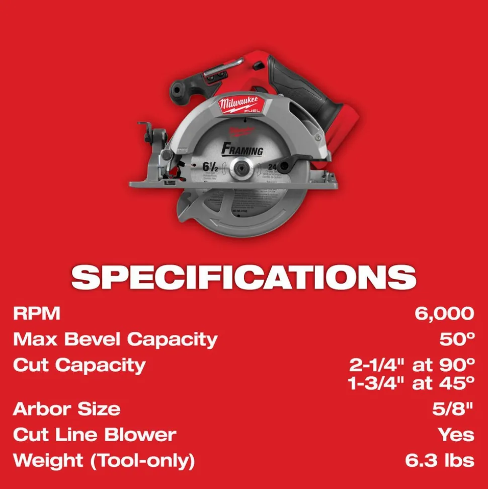M18 FUEL™ 6-1/2" Circular Saw (Bare Tool)