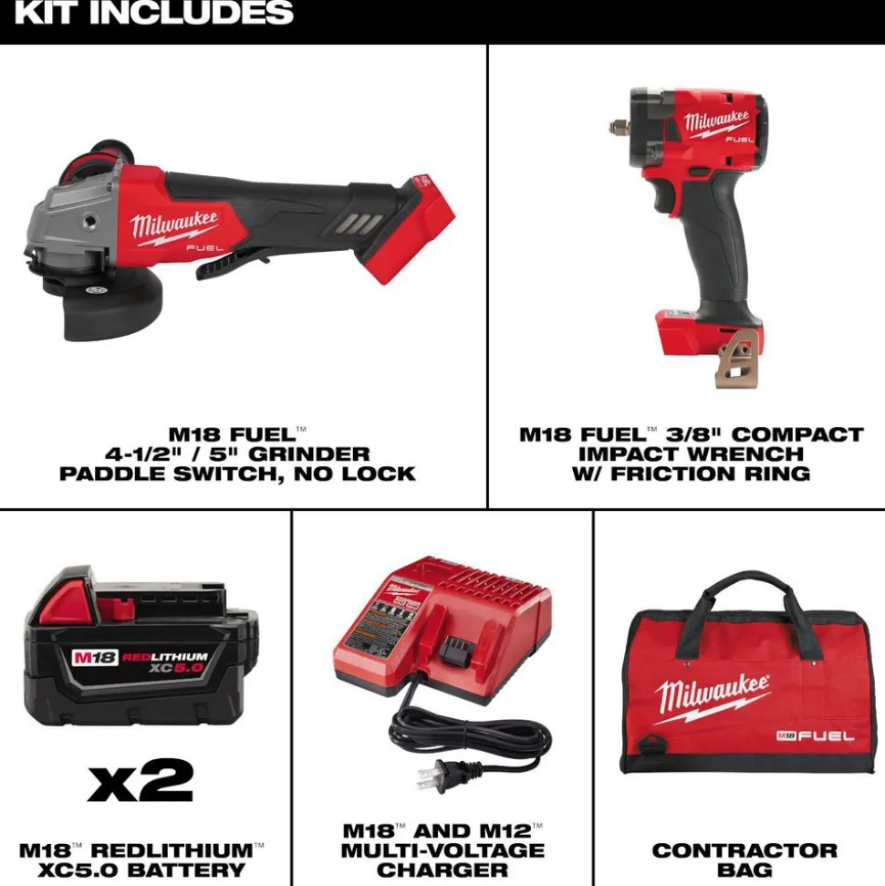 M18 FUEL™ Compact Impact Wrench and Grinder 2-Tool Combo Kit