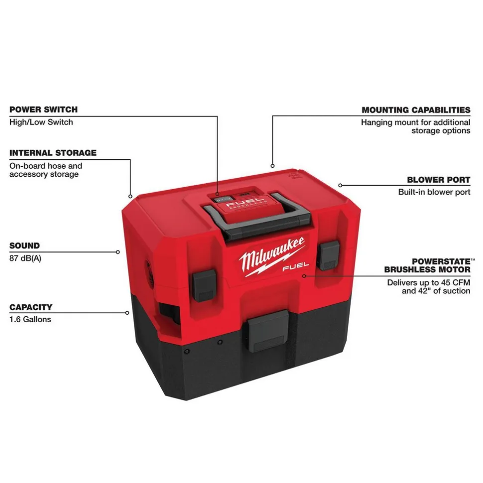 M12 FUEL™ 1.6 Gallon Wet/Dry Vacuum