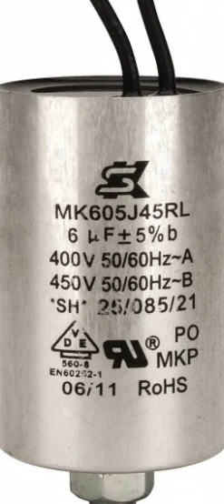 6 Microfarad Rating, Plastic, Blower Capacitor