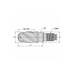 3/4" Mill Dia, 1-1/8" LOC, Solid Carbide Ball End Mill Head