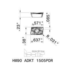 Milling Inserts: Insert Style: ADKT; Insert Size: 15; Insert Material: Solid Carbide; Insert Shape: Parallelogram