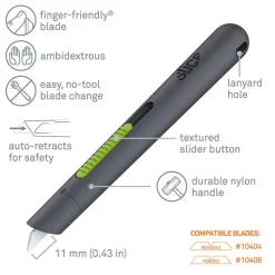 Mini Utility Knife: 133.50 mm Handle, Retractable Blade