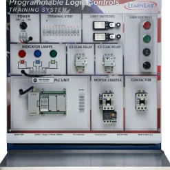 Motion Control & Power Transmission Training Systems: Type: PLC; Includes: Ice Cube Control Relays, Wye Wound 3-Phase Induction Motor, Three Phase Motor, Student Workbook with Labs (PDF), Classroom Hand-Outs, Rheostat Control (0-10V & 5-20MA), Industrial Stop-Start Controls, Industrial Panel Indication, Selector Switches, Instructor's Workbook (PDF)