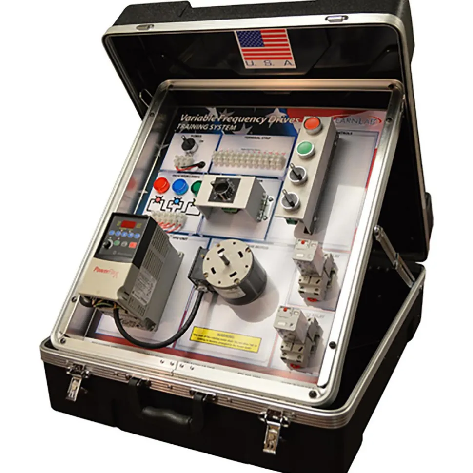 Motion Control & Power Transmission Training Systems: Type: Variable Frequency Drive; Includes: Ice Cube Control Relays, Three Phase Motor, Wye Wound Induction Motor, Rheostat Control (0-10V & 5-20MA), Industrial Stop-Start Controls, Flight Case, Industrial Panel Indication, Selector Switches