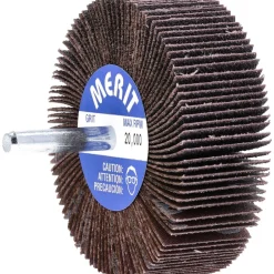 Mounted Flap Wheel: 3" Dia, 1" Face Width, 60 Grit, Aluminum Oxide