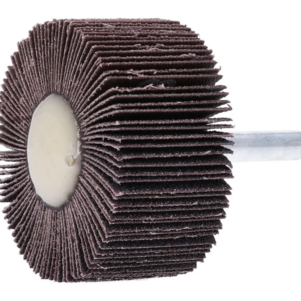 Mounted Flap Wheel: 2" Dia, 1" Face Width, 80 Grit, Aluminum Oxide