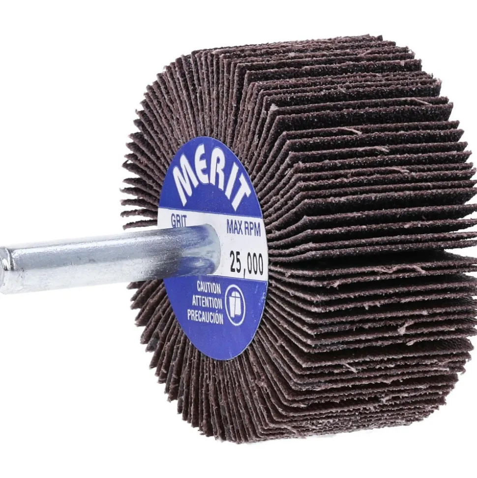 Mounted Flap Wheel: 2" Dia, 1" Face Width, 80 Grit, Aluminum Oxide