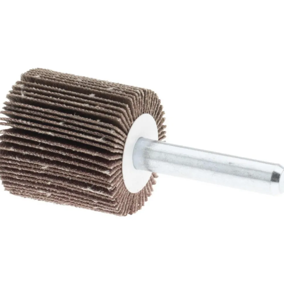 Mounted Flap Wheel: 1" Dia, 1" Face Width, 120 Grit, Aluminum Oxide