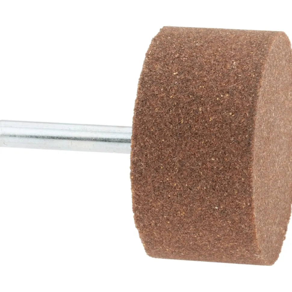 Mounted Point: 1" Thick, 1/4" Shank Dia, W242, 60 Grit, Medium