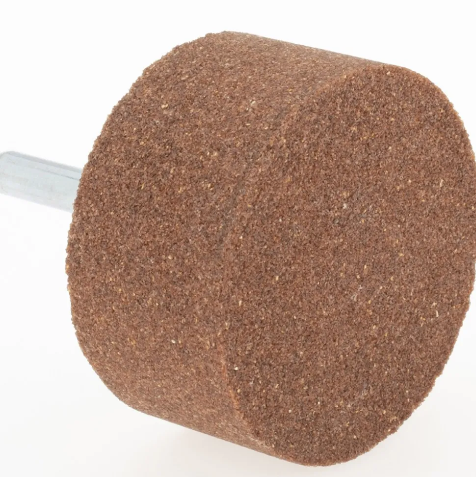 Mounted Point: 1" Thick, 1/4" Shank Dia, W242, 60 Grit, Medium
