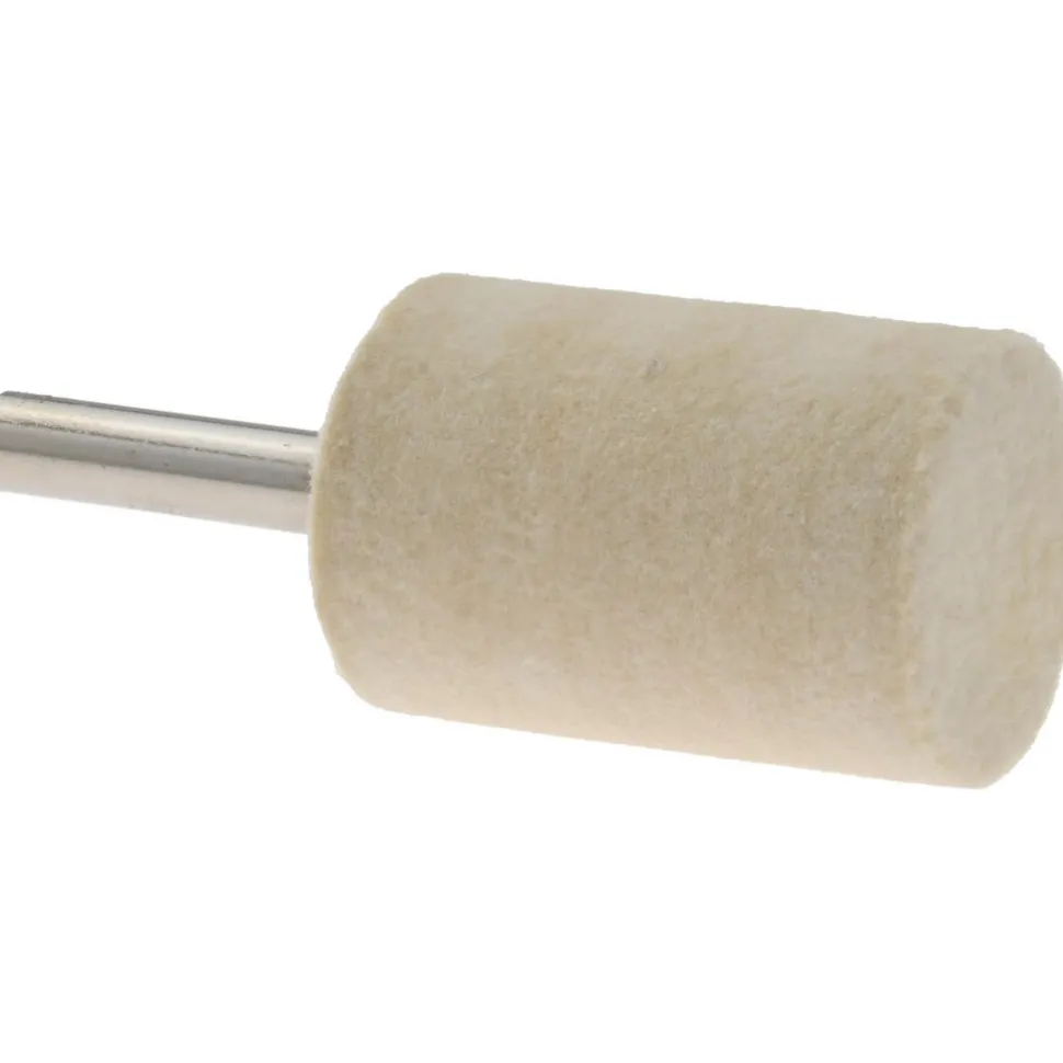 Mounted Polishing Bob: Cylinder Shape, 1" Max Dia, 1/4" Shank Dia, Wool Felt