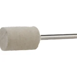 Mounted Polishing Bob: Cylinder Shape, 1/2" Max Dia, 1/8" Shank Dia, Wool Felt