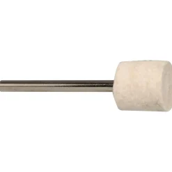 Mounted Polishing Bob: Cylinder Shape, 1/2" Max Dia, 1/8" Shank Dia, Wool Felt