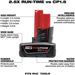 M12™ REDLITHIUM™ XC4.0 Battery, 2-Pack