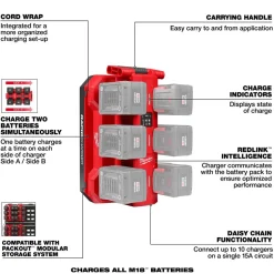 M18™ Six Bay Daisy Chain Rapid Charger w/ PACKOUT™ Compatibility