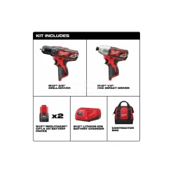 M12™ 2-Tool Combo Kit: 3/8” Drill/Driver & 1/4