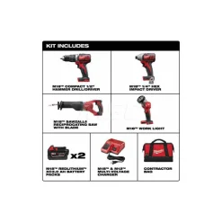 M18™ 4-Tool Combo Kit, 1/2