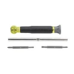 Multi-Bit Screwdriver: #0, #00, 165 mm OAL, Cushion Grip Handle