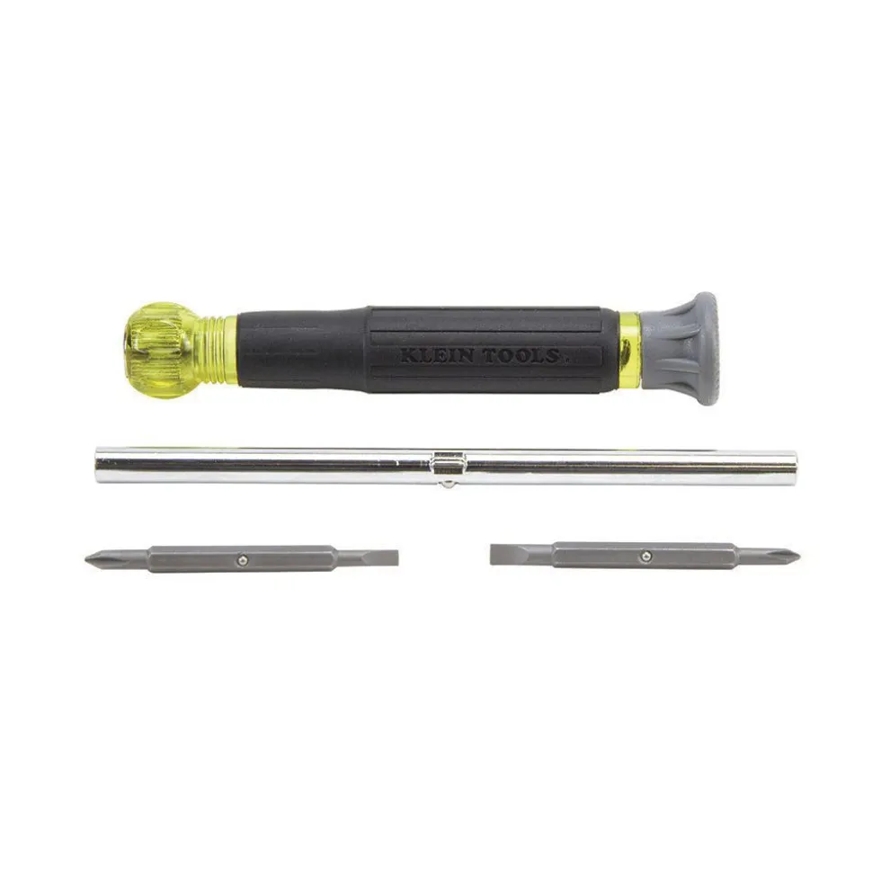 Multi-Bit Screwdriver: #0, #00, 165 mm OAL, Cushion Grip Handle