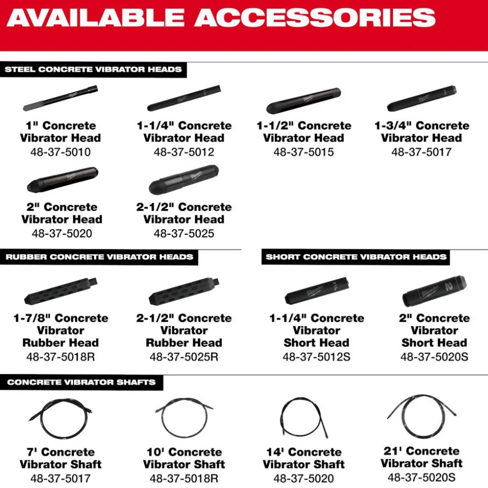 MX FUEL™ Backpack High Cycle Concrete Vibrator Kit w/ 7' Whip / 1.75" Head