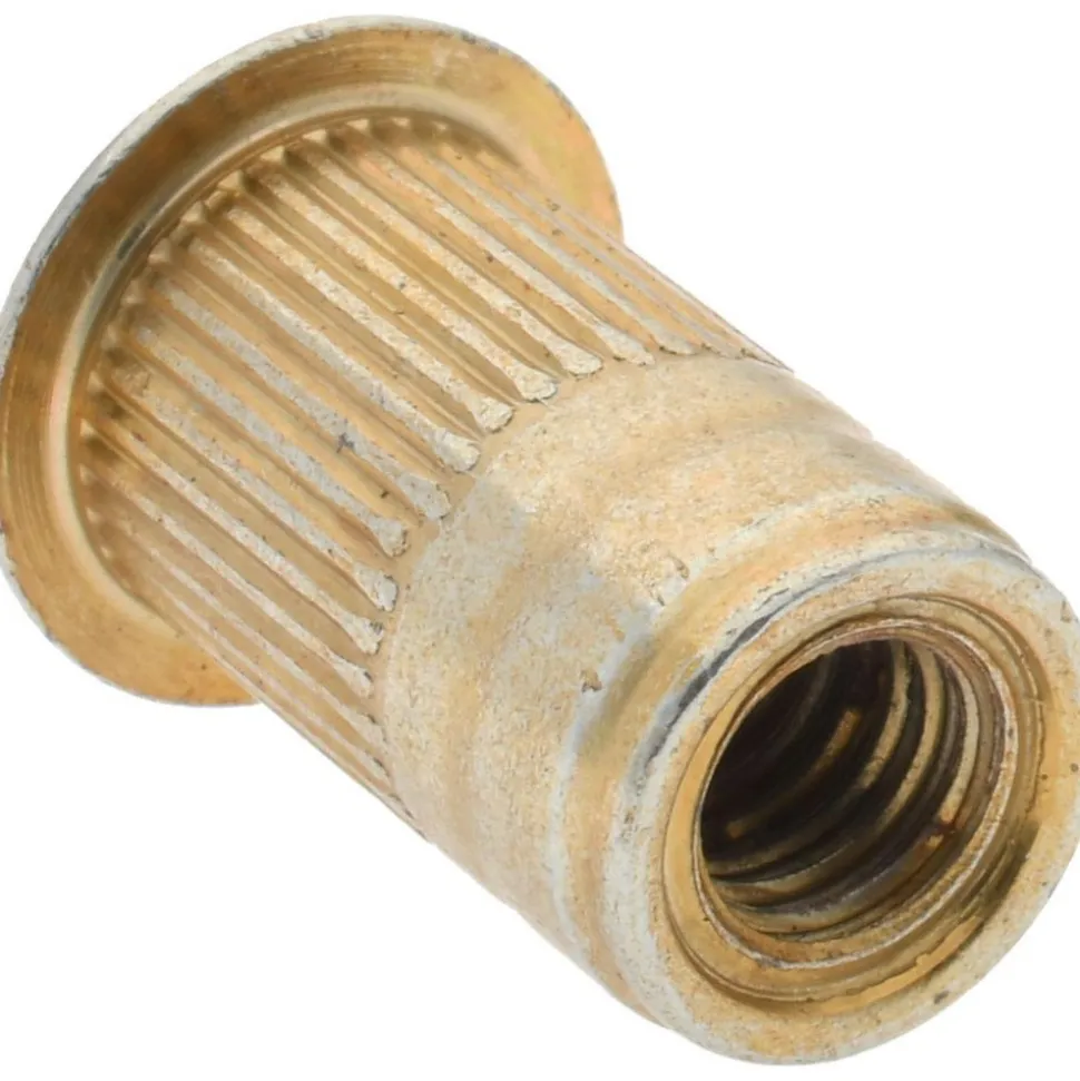 M6x1.00, 9.91mm Insert Dia, 17.27mm OAL, Knurled Body Open End Threaded Insert