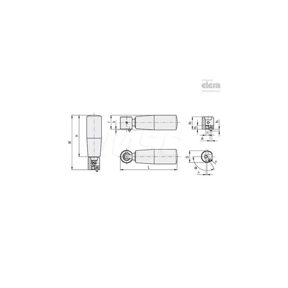 M4x0.7 Stem, Revolving (Folding) Handwheel & Machine Handle