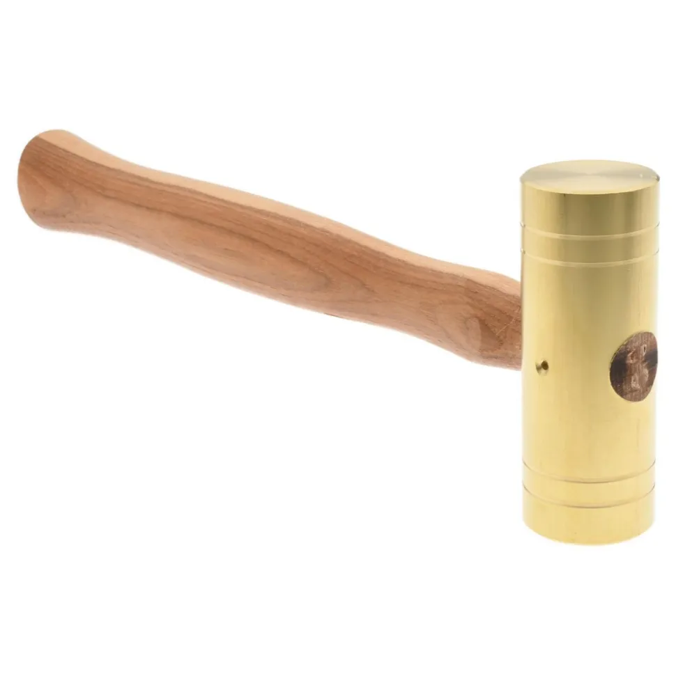 Non-Marring Hammer: 2 lb, 1-1/2" Face Dia, Brass Head