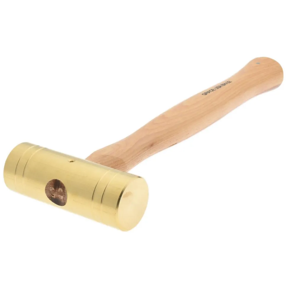 Non-Marring Hammer: 2 lb, 1-1/2" Face Dia, Brass Head