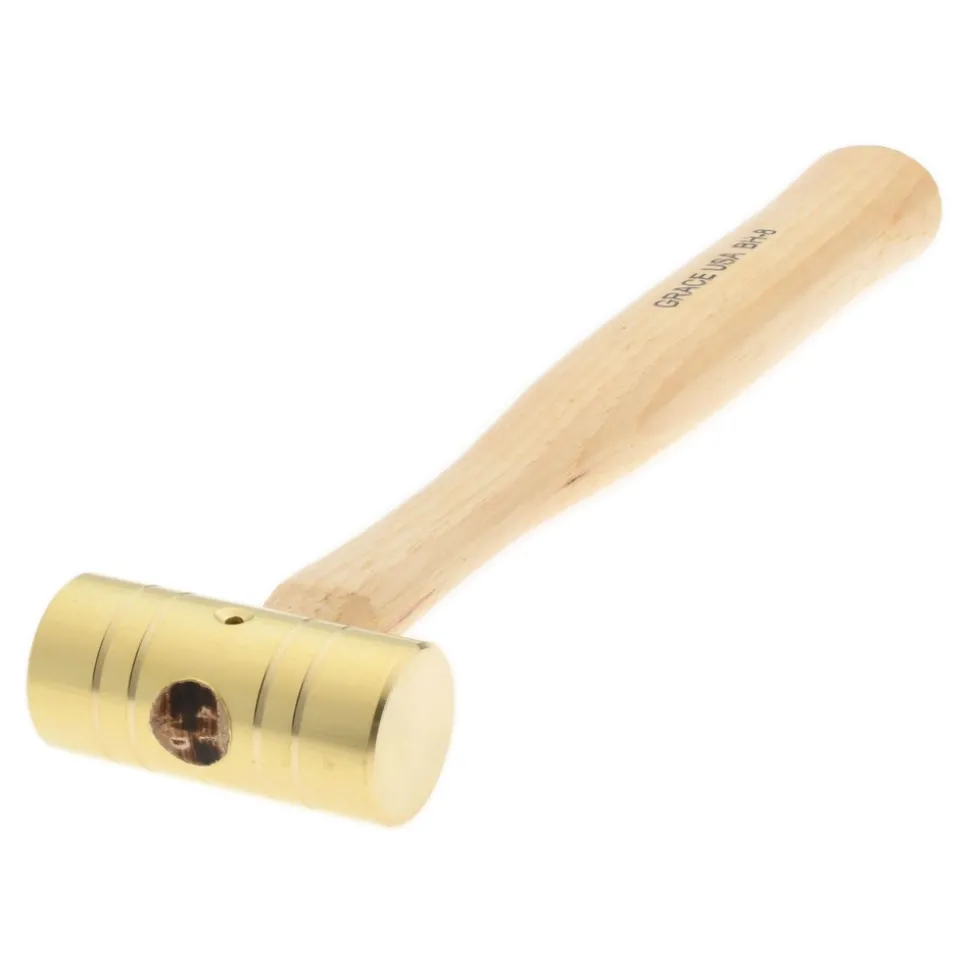 Non-Marring Hammer: 8 oz, 1" Face Dia, Brass Head