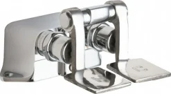 No Spout, Self Closing Cartridges Design, Rough Chrome, Floor Mounted, Floor Mounted Faucet with Short Pedals