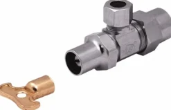 NPT 1/2 Inlet, 110 Max psi, Chrome Finish, Rubber Water Supply Stop Valve