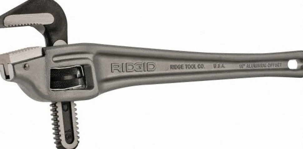 Offset Pipe Wrench: 3/8 to 2-1/2", 18" OAL, Aluminum