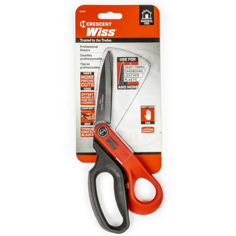 Offset Professional Shears: 10" OAL, 3-3/4" LOC, Titanium Blades
