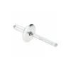 Open End Blind Rivet: Size 66, Large Flange Dome Head, Aluminum Body, Aluminum Mandrel