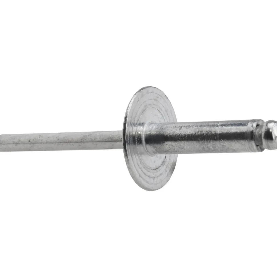 Open End Blind Rivet: Size 68, Large Flange Dome Head, Aluminum Body, Aluminum Mandrel