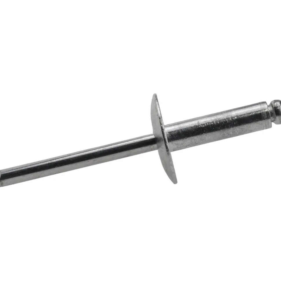 Open End Blind Rivet: Size 68, Large Flange Dome Head, Aluminum Body, Aluminum Mandrel