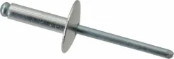 Open End Blind Rivet: Size 68, Large Flange Dome Head, Aluminum Body, Steel Mandrel