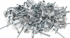Open End Blind Rivet: Size 66, Large Flange Dome Head, Aluminum Body, Steel Mandrel