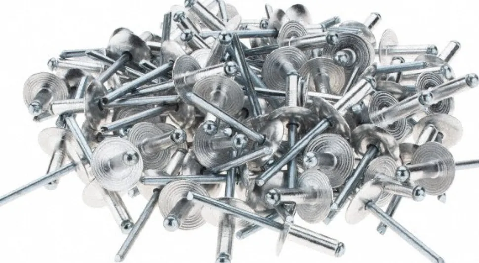 Open End Blind Rivet: Size 66, Large Flange Dome Head, Aluminum Body, Steel Mandrel
