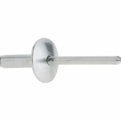 Open End Blind Rivet: Size 68, Large Flange Dome Head, Aluminum Body, Aluminum Mandrel