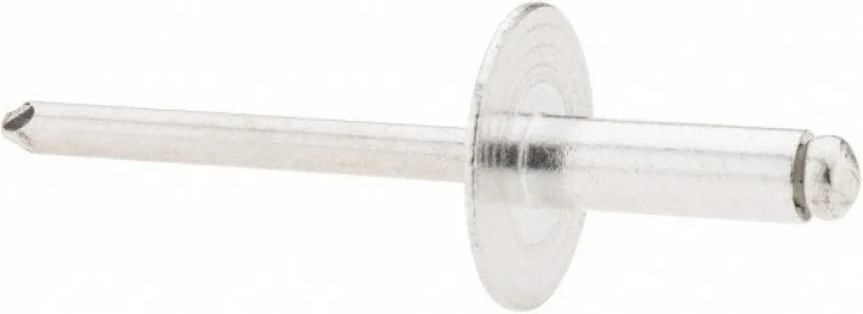 Open End Blind Rivet: Size 66, Large Flange Dome Head, Aluminum Body, Aluminum Mandrel