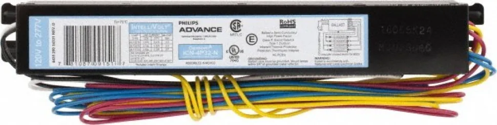 3 or 4 Lamp, 120-277 Volt, 0.45 to 0.94 Amp, 0 to 39, 40 to 79 Watt, Instant Start, Electronic, Nondimmable Fluorescent Ballast