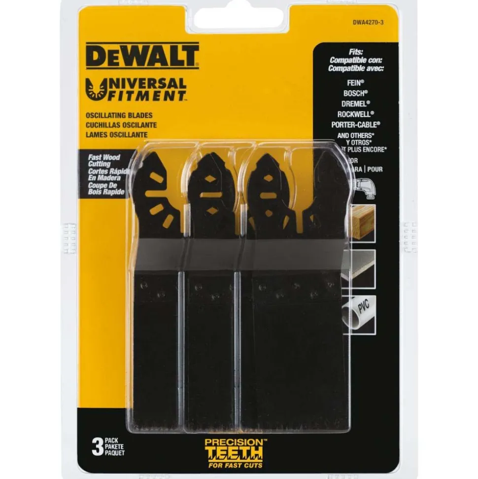 1-1/4" Oscillating Tool Blade: High Carbon Steel, For Use With Wood, 3-Pack