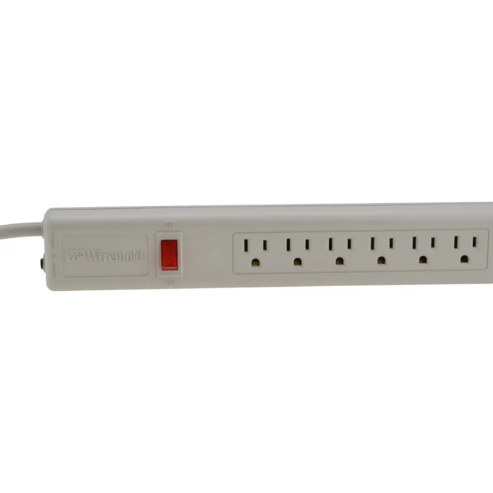 6 Outlets, 120 Volts, 15 Amps, 6' Cord, Power Outlet Strip