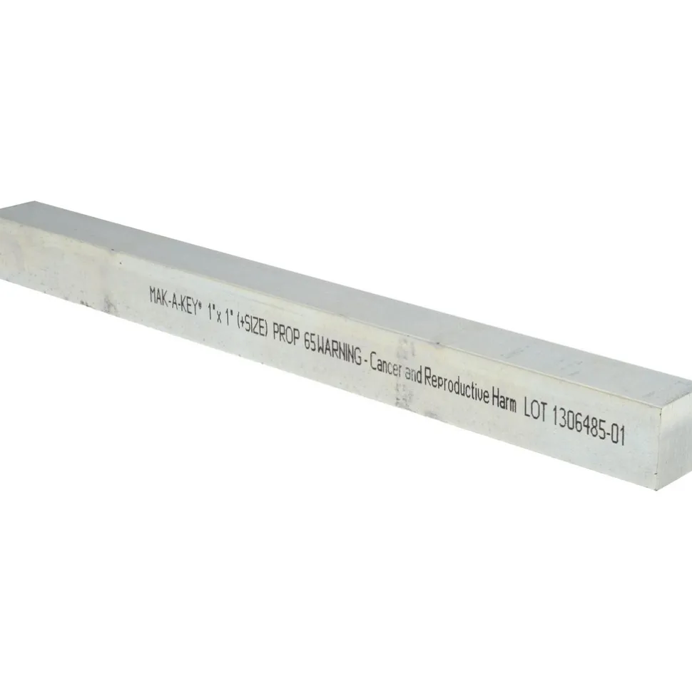 Oversized Key Stock: 1" High, 1" Wide, 12" Long, Steel, Zinc-Plated