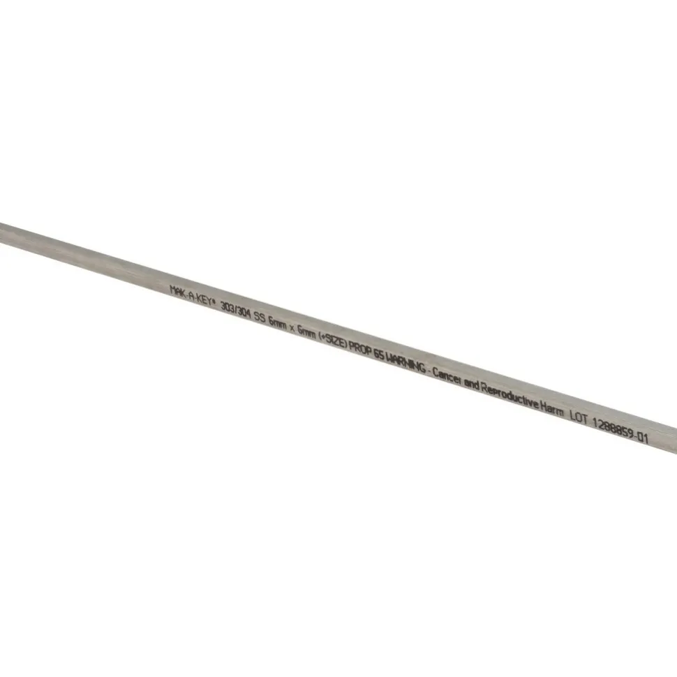 Oversized Key Stock: 12" Long, 18-8 Stainless Steel