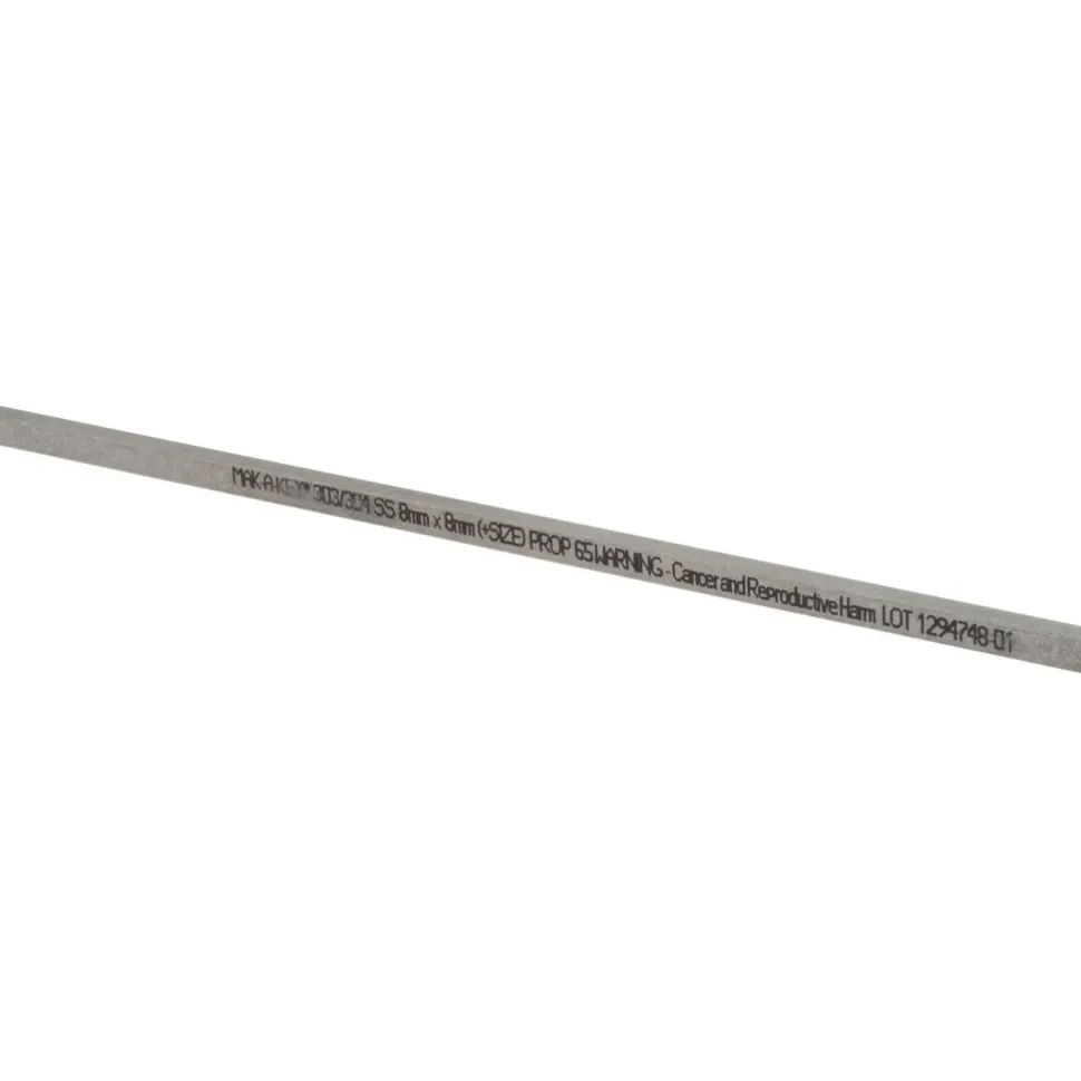 Oversized Key Stock: 12" Long, 18-8 Stainless Steel