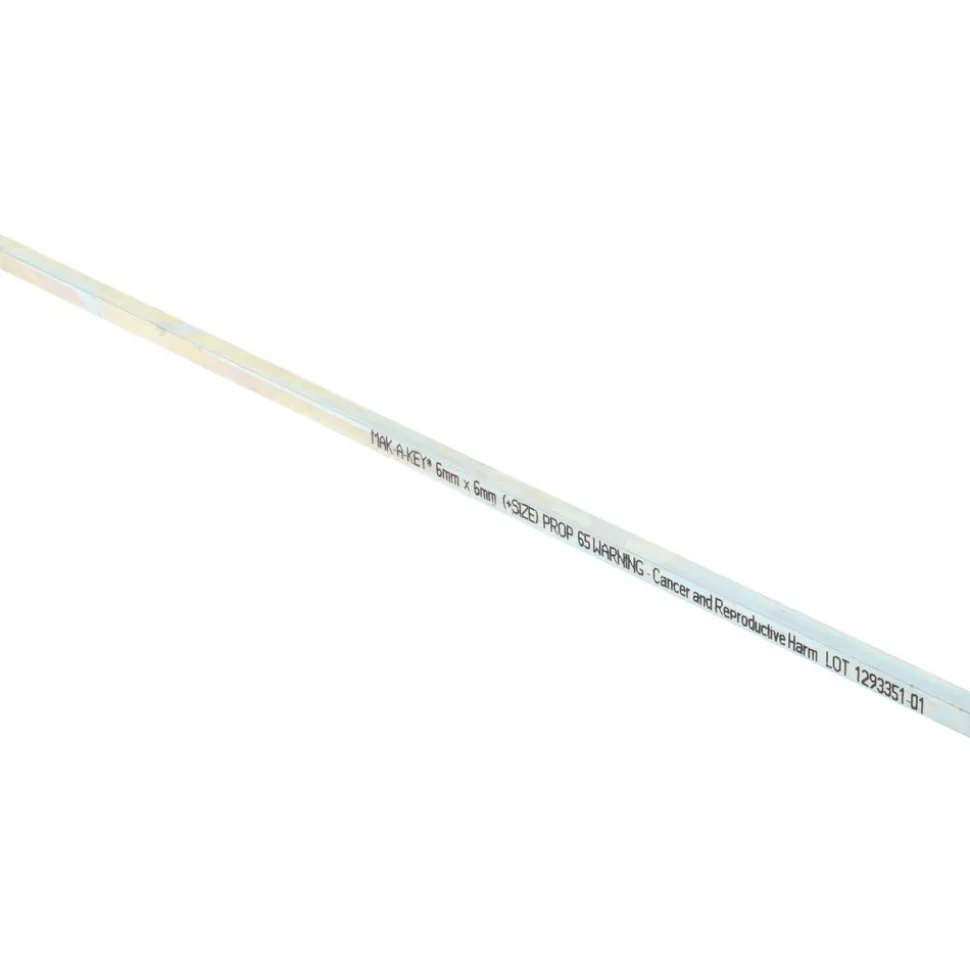 Oversized Key Stock: 12" Long, Steel, Zinc-Plated