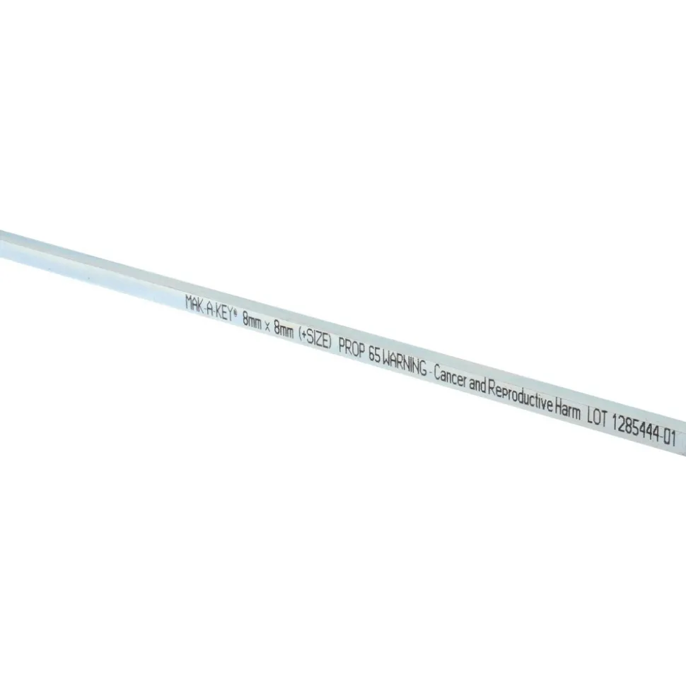 Oversized Key Stock: 12" Long, Steel, Zinc-Plated